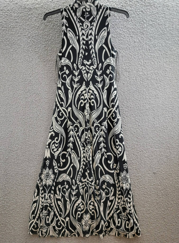 Vince Camuto High-Neck Mesh-Overlay Dress Women's XS Black/White Sleeveless