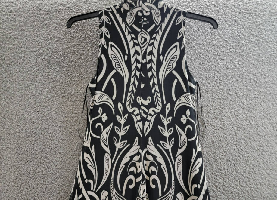 Vince Camuto High-Neck Mesh-Overlay Dress Women's XS Black/White Sleeveless