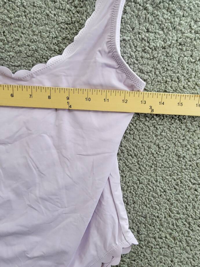 AQUA Swim Scalloped One Piece Swimsuit Women's XS Lilac Solid Scoop Neck Pull On