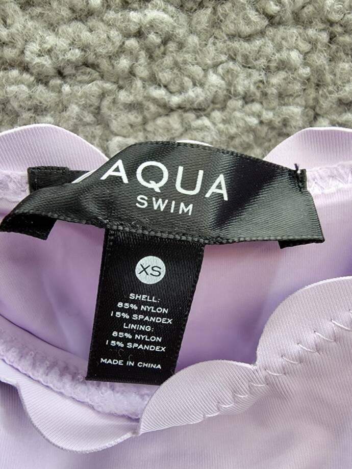 AQUA Swim Scalloped One Piece Swimsuit Women's XS Lilac Solid Scoop Neck Pull On
