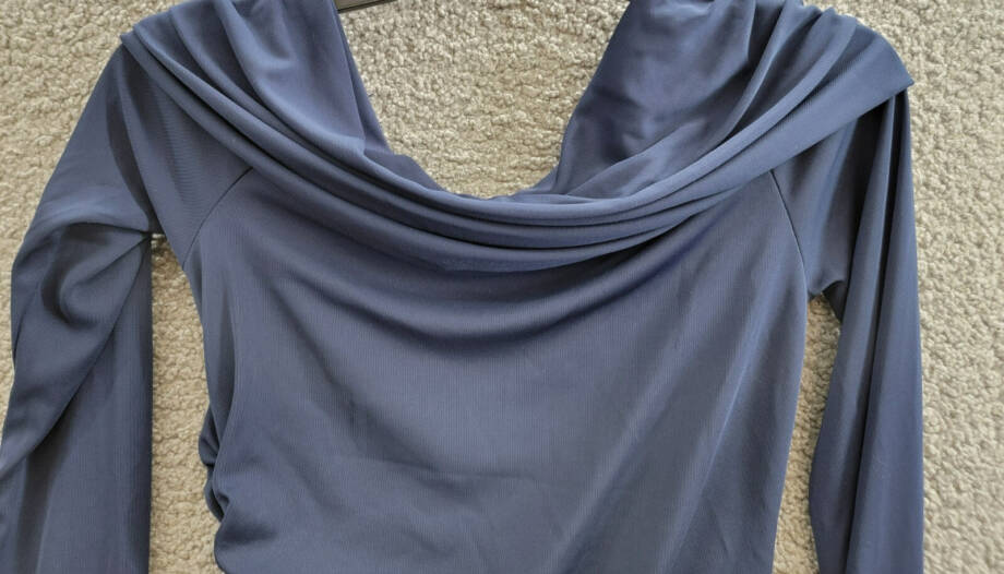 Lauren Ralph Lauren Off Shoulder Top Women's S Navy Solid Long Sleeve Pullover