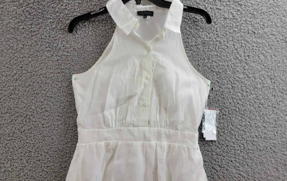 1.STATE Collared Tiered Mini Dress Women's XS New Ivory Sleeveless Button Front