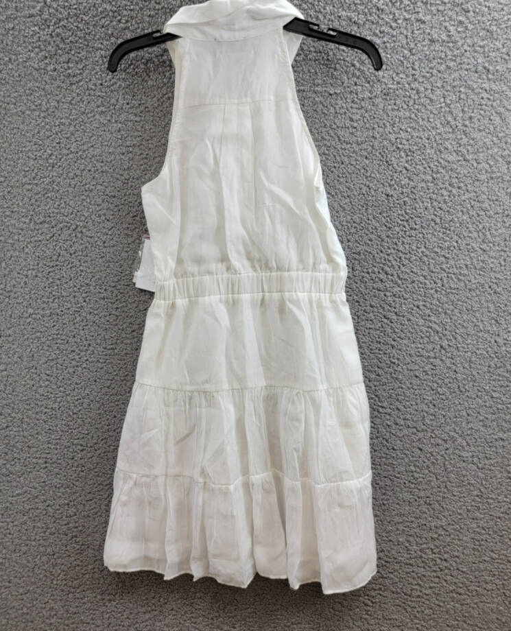 1.STATE Collared Tiered Mini Dress Women's XS New Ivory Sleeveless Button Front