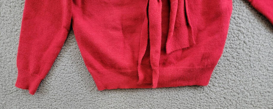 Line and Dot Double Layer Sweater Women's XS Red Round Neck Long Sleeve Pullover