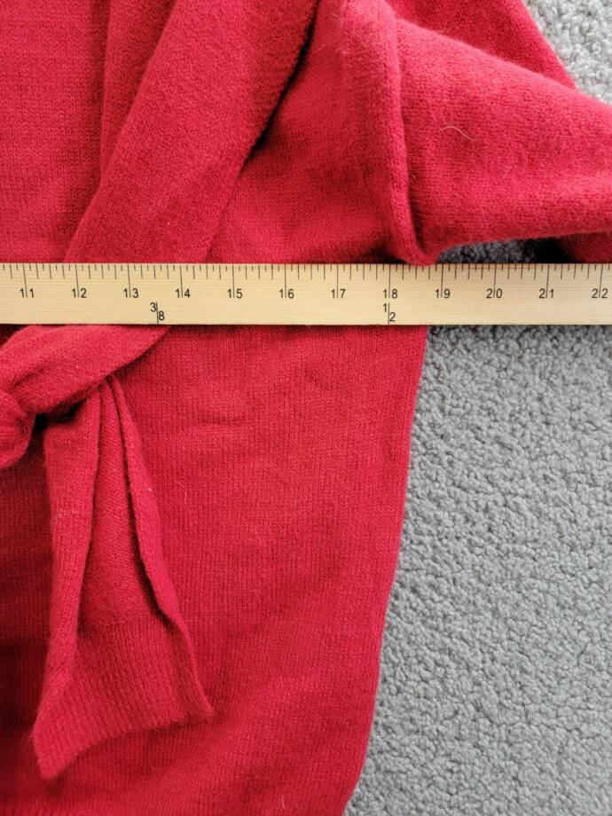 Line and Dot Double Layer Sweater Women's XS Red Round Neck Long Sleeve Pullover