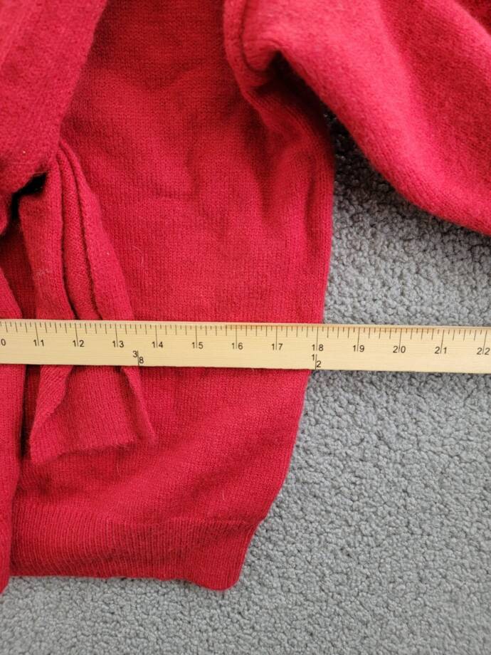 Line and Dot Double Layer Sweater Women's XS Red Round Neck Long Sleeve Pullover