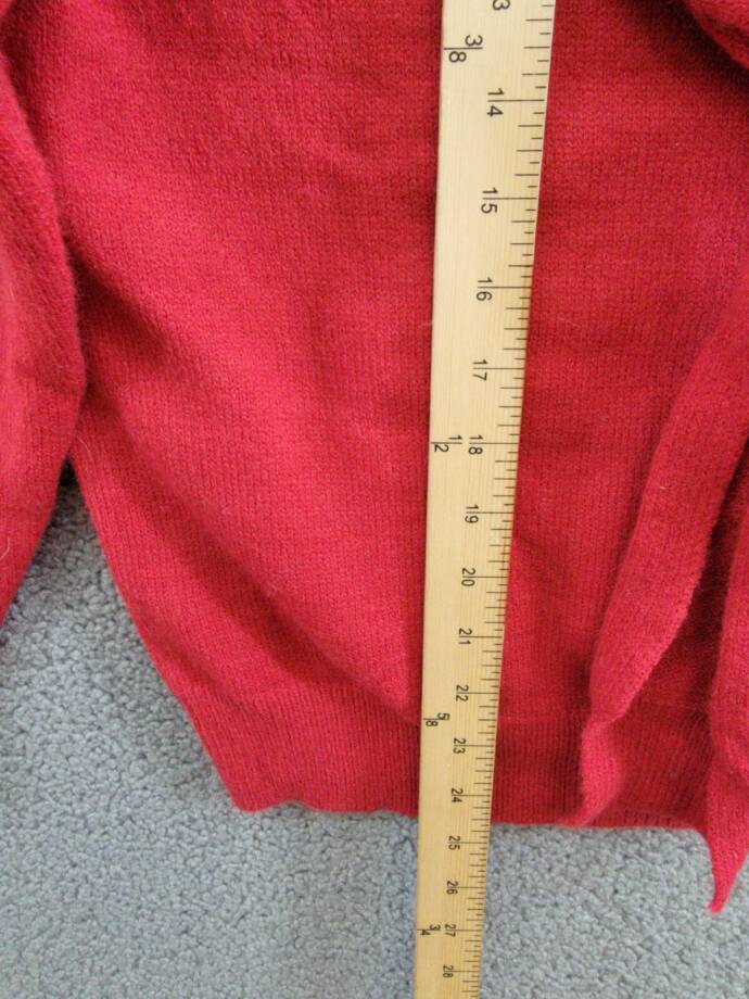 Line and Dot Double Layer Sweater Women's XS Red Round Neck Long Sleeve Pullover