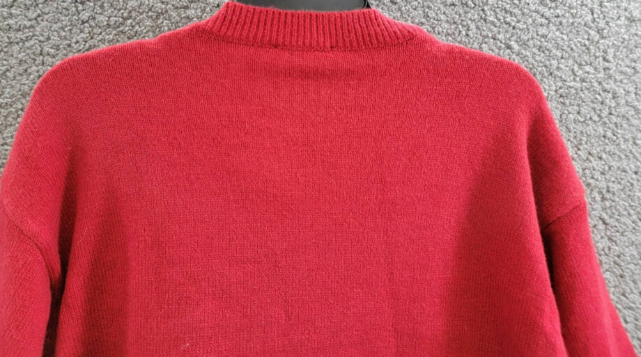 Line and Dot Double Layer Sweater Women's XS Red Round Neck Long Sleeve Pullover