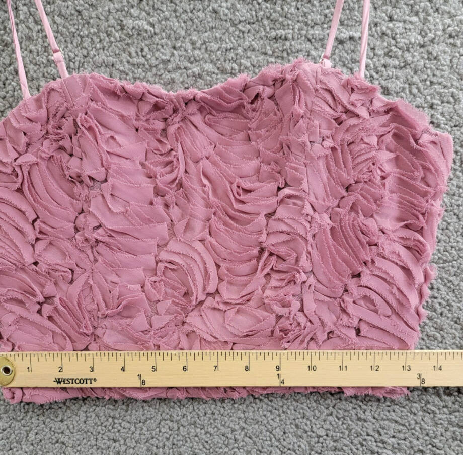 ASTR the Label Kalinda Textured Top Women's S Mauve Square Neck Back Zip Closure