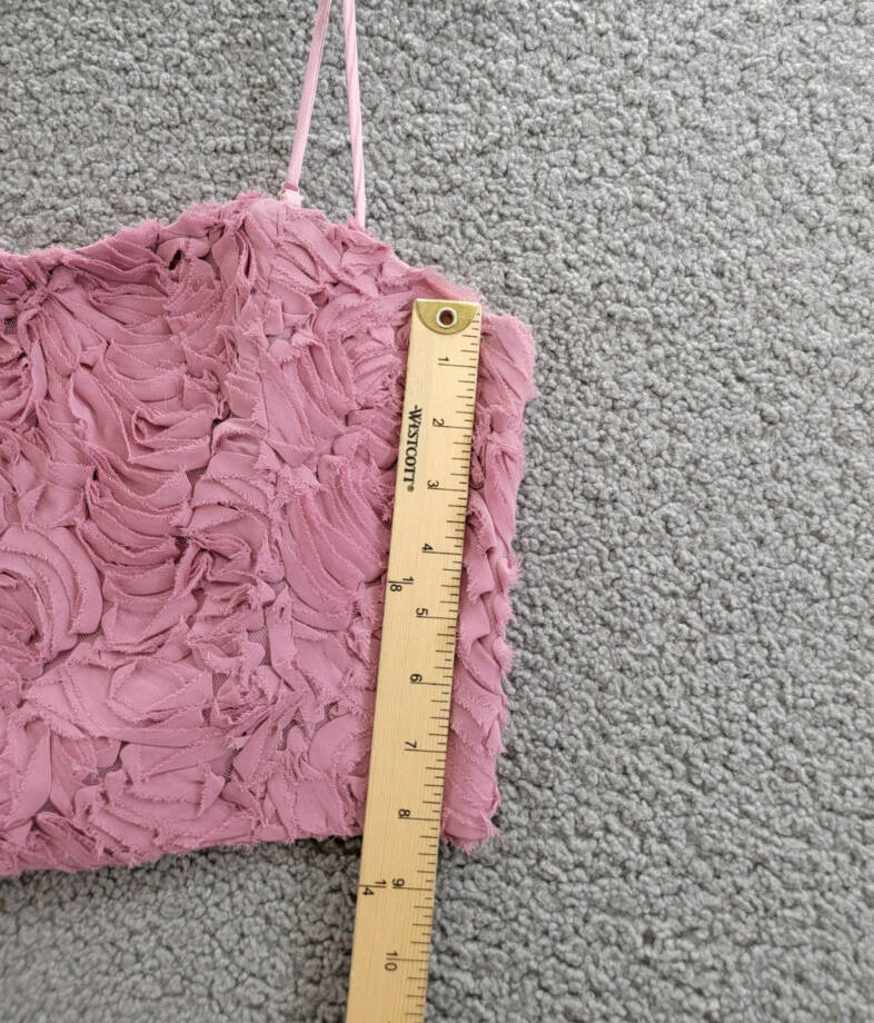 ASTR the Label Kalinda Textured Top Women's S Mauve Square Neck Back Zip Closure