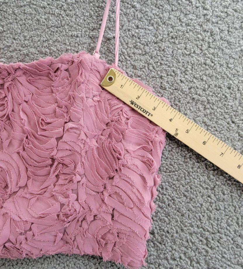 ASTR the Label Kalinda Textured Top Women's S Mauve Square Neck Back Zip Closure