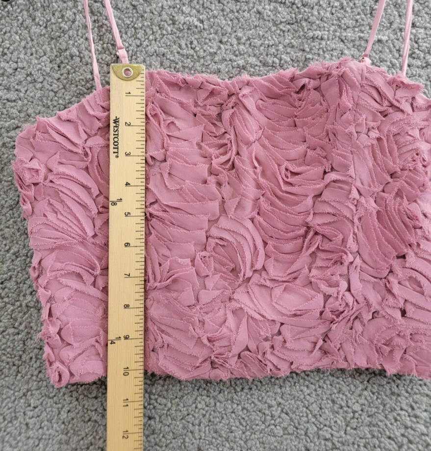 ASTR the Label Kalinda Textured Top Women's S Mauve Square Neck Back Zip Closure