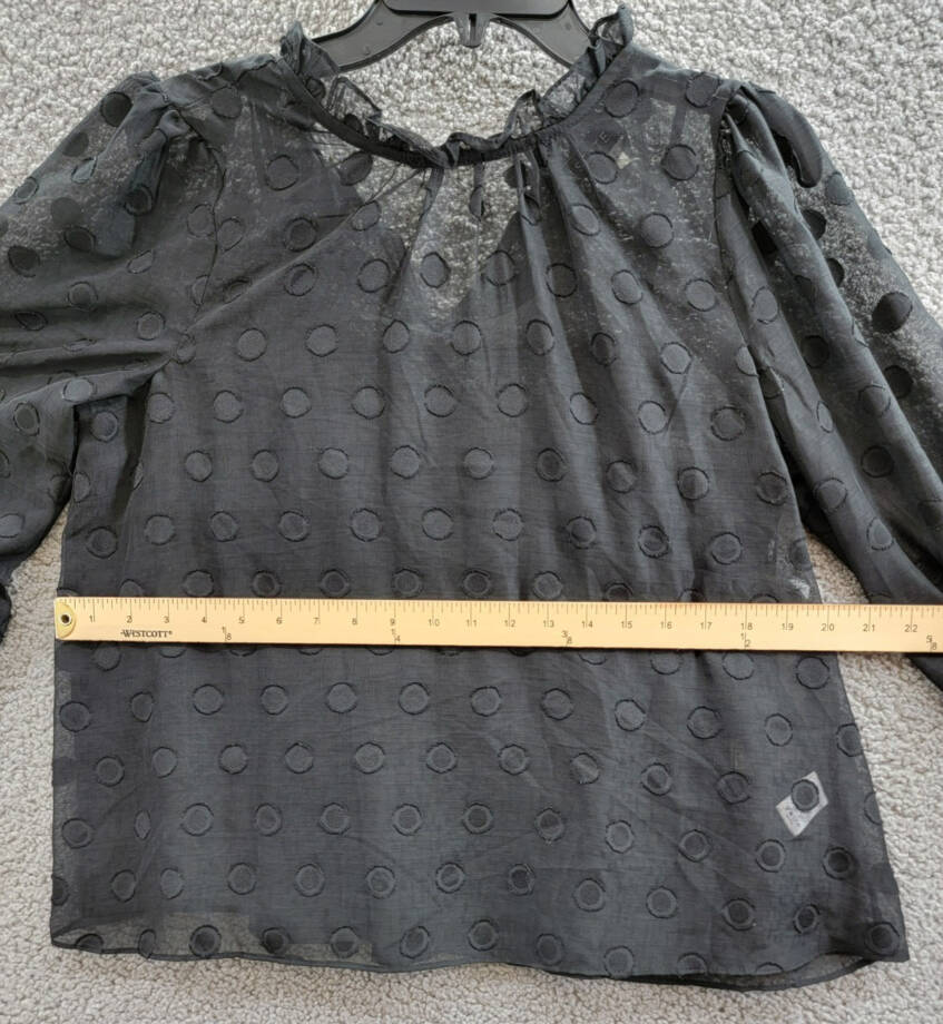 1.STATE Mock-Neck Balloon-Sleeve Polka Dot Blouse Women's S Black Button Back