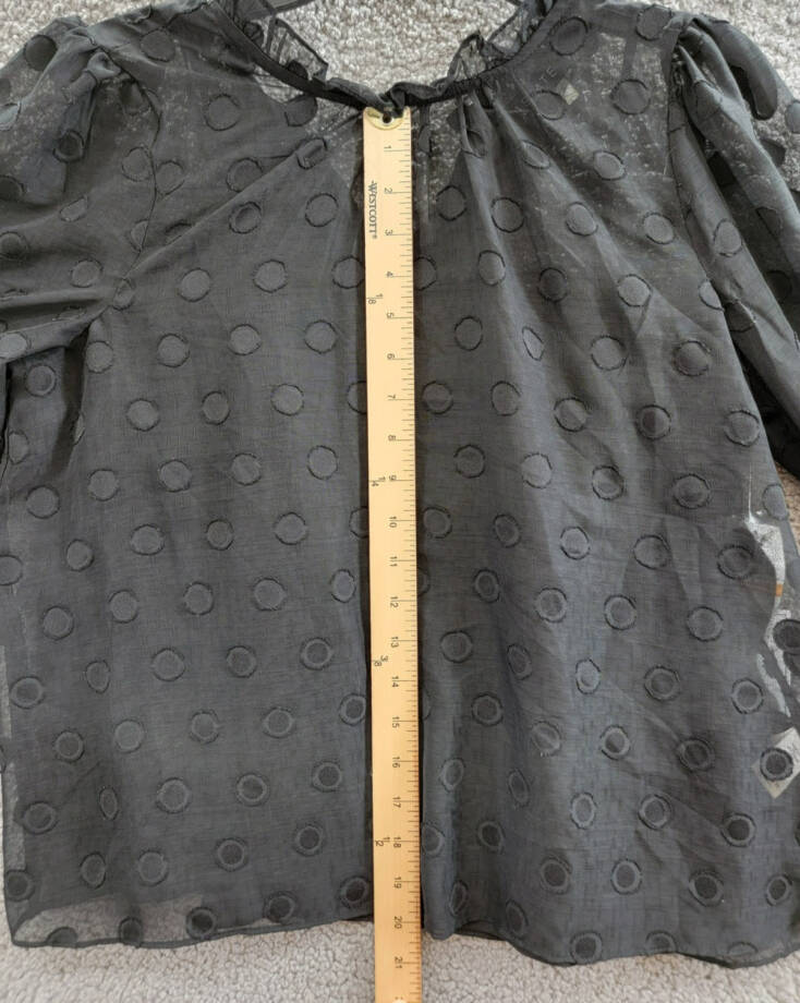 1.STATE Mock-Neck Balloon-Sleeve Polka Dot Blouse Women's S Black Button Back