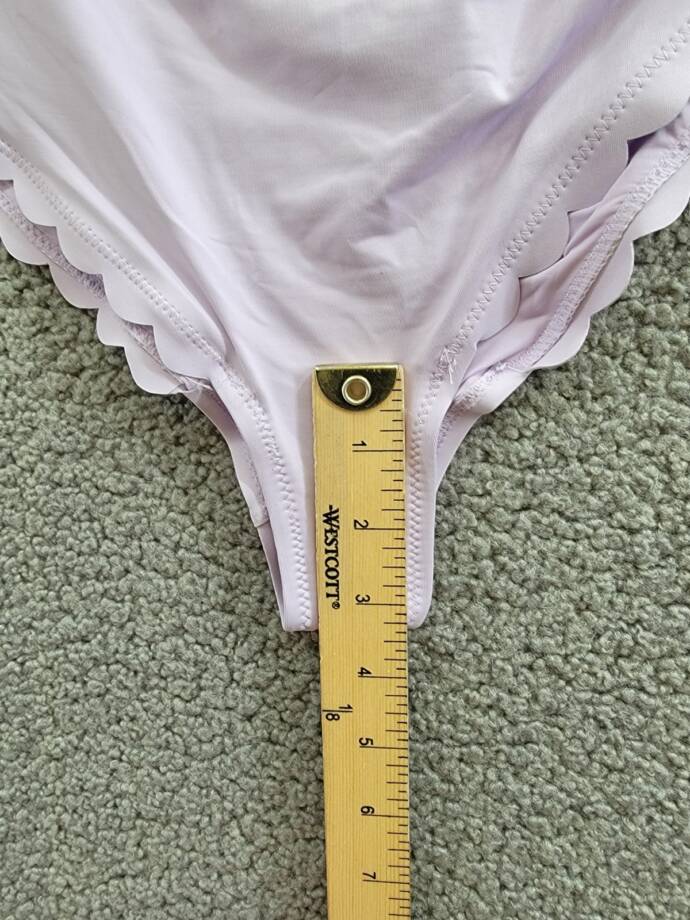 Aqua Scalloped Trim One Piece Swimsuit Women's S Lilac Solid Scoop Neck Pull On