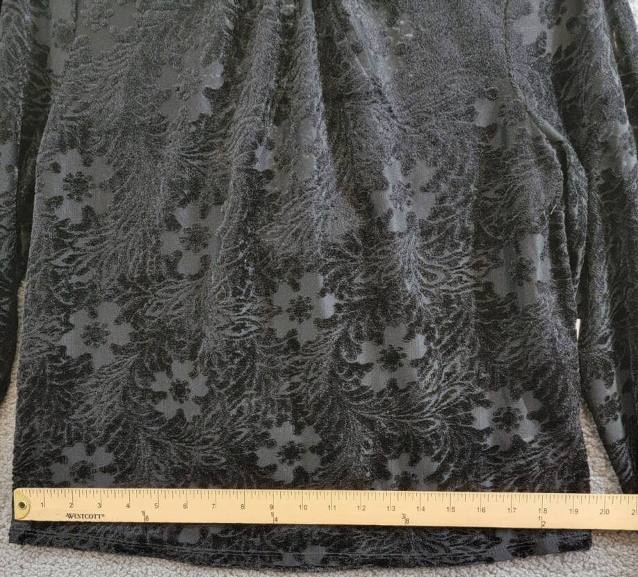 1.STATE High-Neck Open-Back Long-Sleeve Blouse Womens S Black Floral Button Back