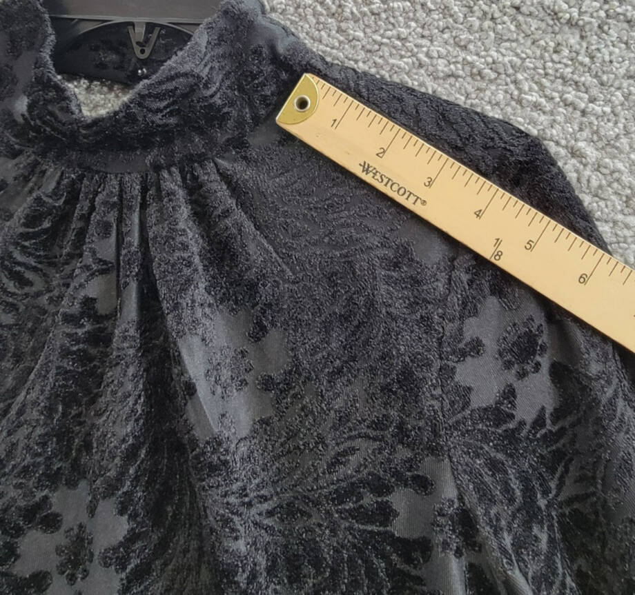 1.STATE High-Neck Open-Back Long-Sleeve Blouse Womens S Black Floral Button Back