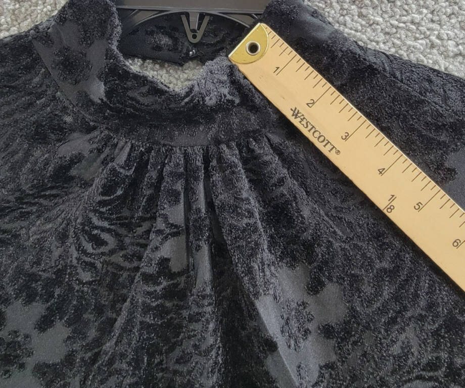 1.STATE High-Neck Open-Back Long-Sleeve Blouse Womens S Black Floral Button Back