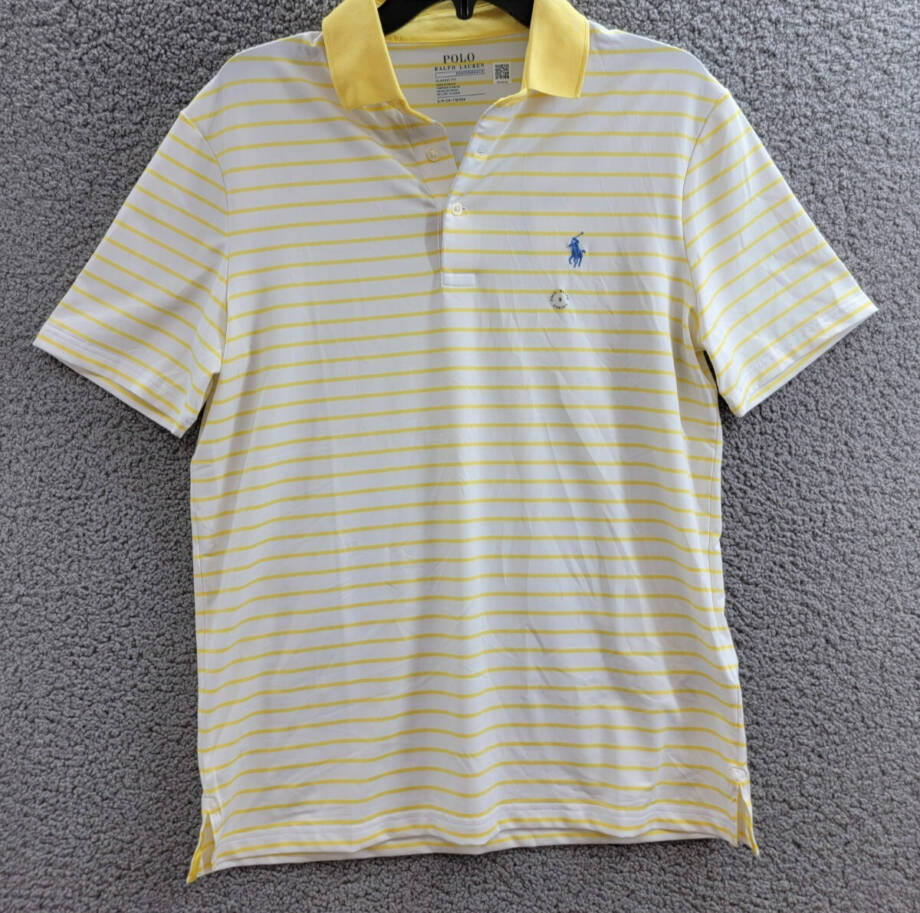 Polo Ralph Lauren Classic-Fit Performance Polo Shirt Men's S White/Yellow Stripe