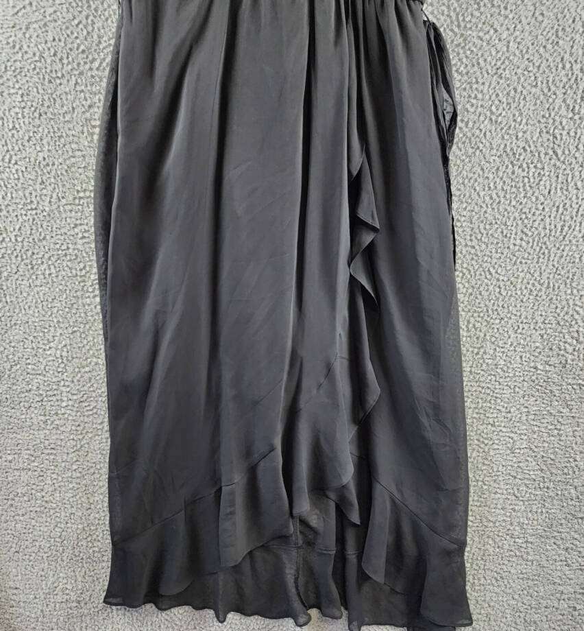 SLNY Fashions Ruffled Wrap Dress Women's 16 Black Surplice V-Neck Tie Waist S/S