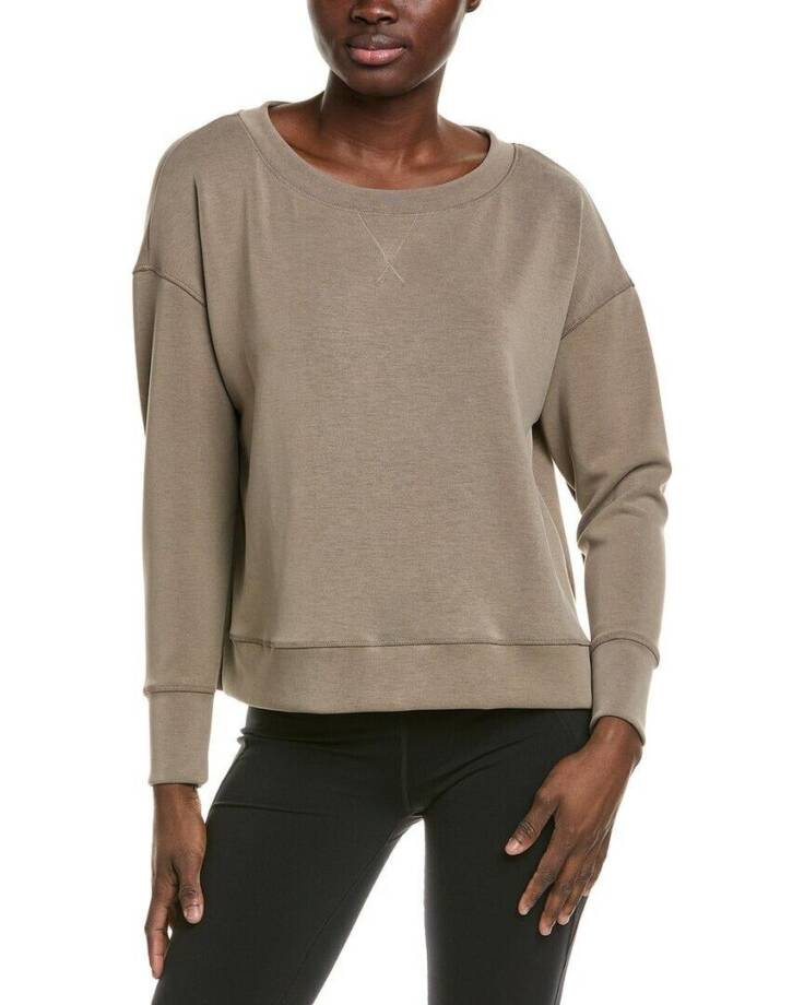 Sweaty Betty Knit Sweatshirt Women's 10 Sand Wash Crew Neck Long Sleeve Pullover