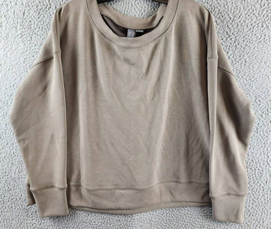 Sweaty Betty Knit Sweatshirt Women's 10 Sand Wash Crew Neck Long Sleeve Pullover