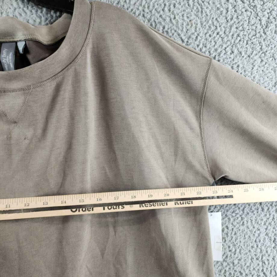 Sweaty Betty Knit Sweatshirt Women's 10 Sand Wash Crew Neck Long Sleeve Pullover