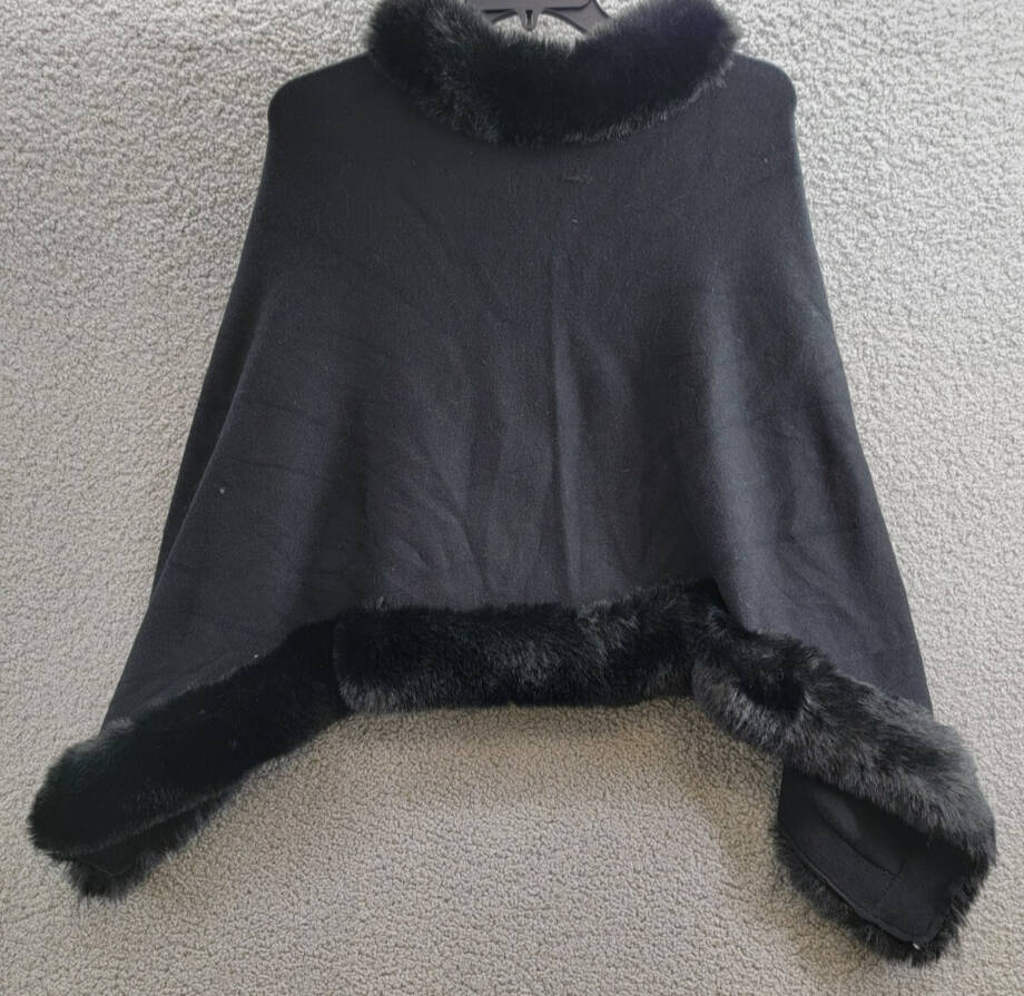 Adrienne Landau The Penny Poncho Women's One Size Jet Black Pullover