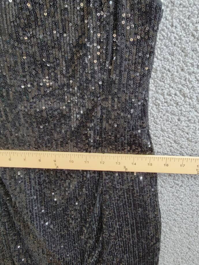 1.STATE Sequined Mini Slip Dress Women's 12 Rich Black Front Slit Vneck Pullover