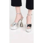 SIMON MILLER Curvy Platform High Heel Sandals Women's 36/6US Silver Ankle Strap