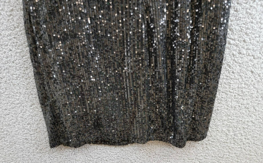 1.STATE Sequined Mini Slip Dress Women's 12 Rich Black Front Slit Vneck Pullover