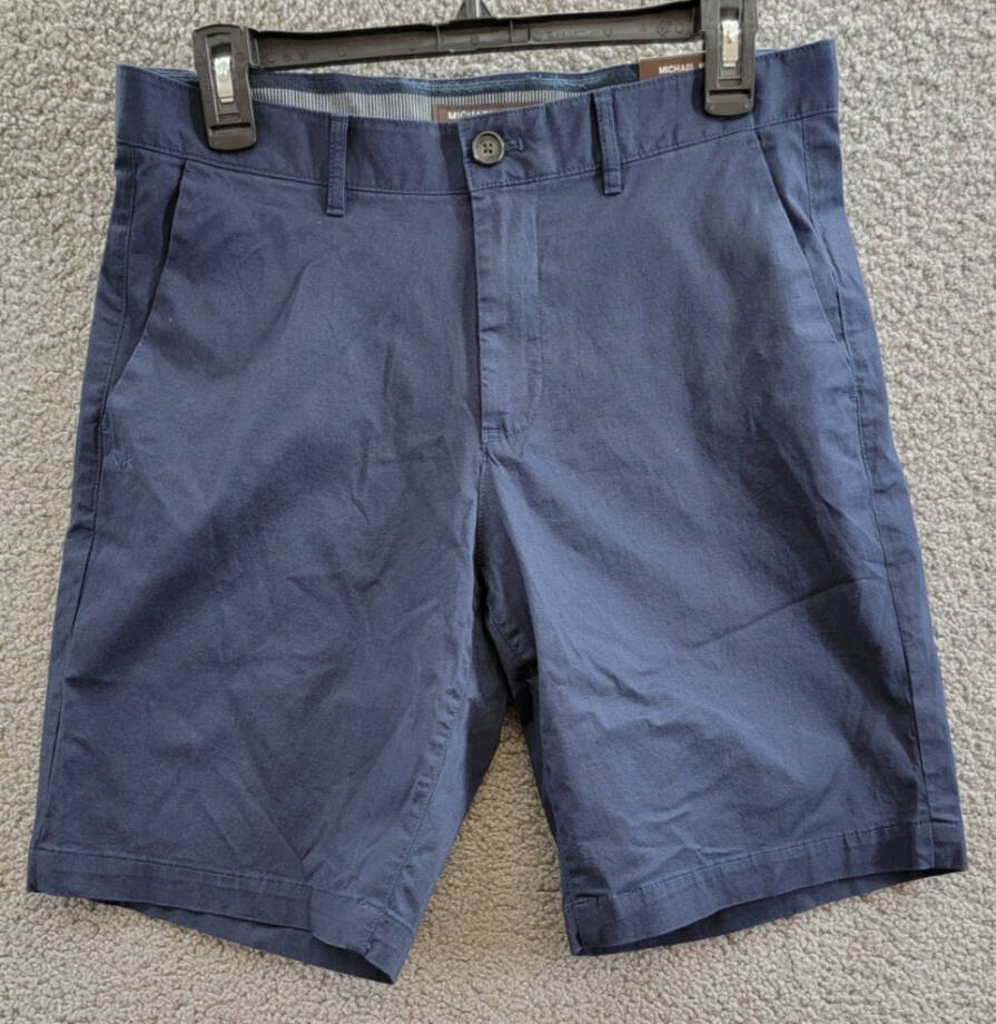 Michael Kors Chino Shorts Men's 29 Midnight Zip Fly & Button Closure Belt Loops