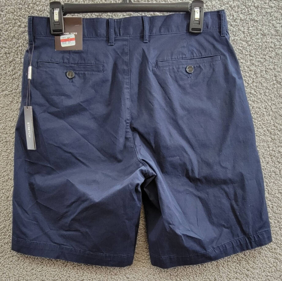 Michael Kors Chino Shorts Men's 29 Midnight Zip Fly & Button Closure Belt Loops