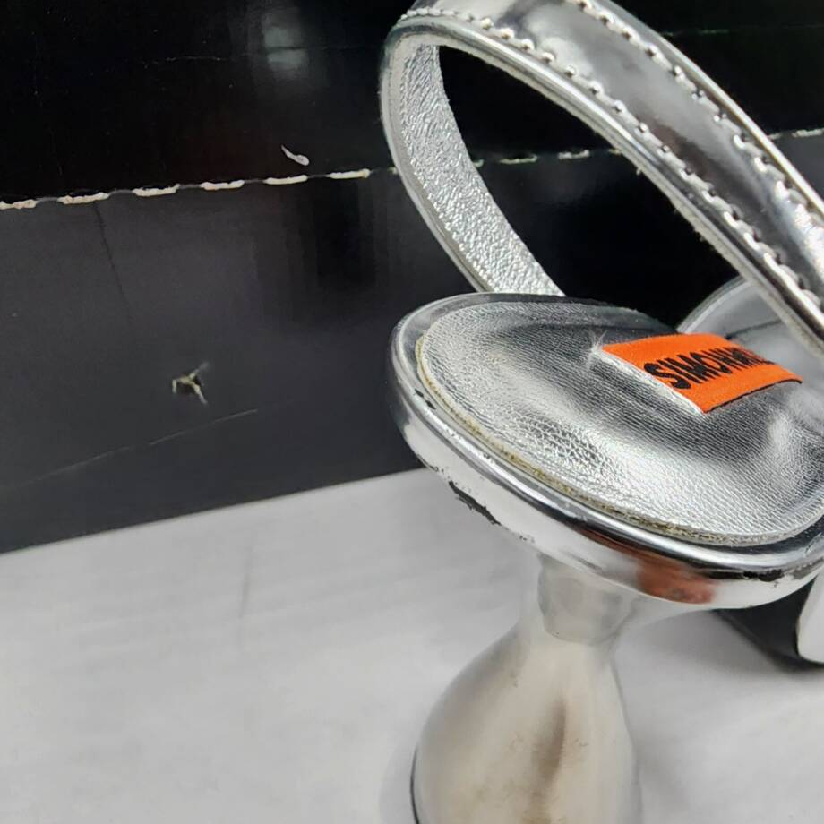 SIMON MILLER Curvy Platform High Heel Sandals Women's 36/6US Silver Ankle Strap