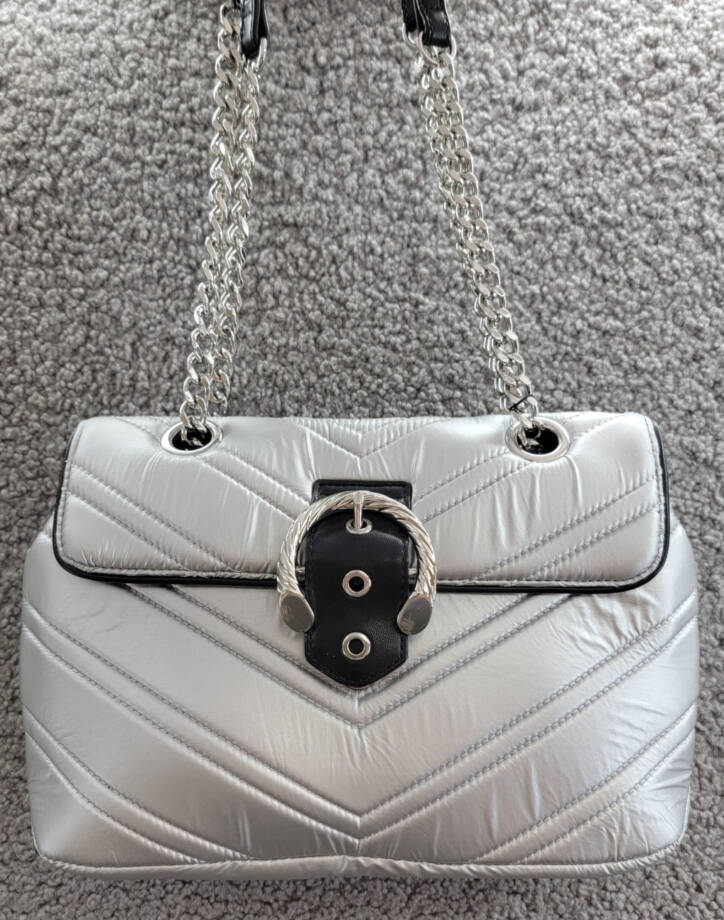 Circus by Sam Edelman Carmen Nylon Shoulder Bag Women's Silver Magsnap Closure