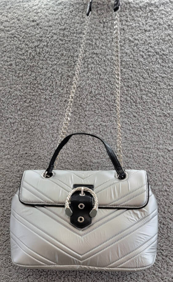 Circus by Sam Edelman Carmen Nylon Shoulder Bag Women's Silver Magsnap Closure