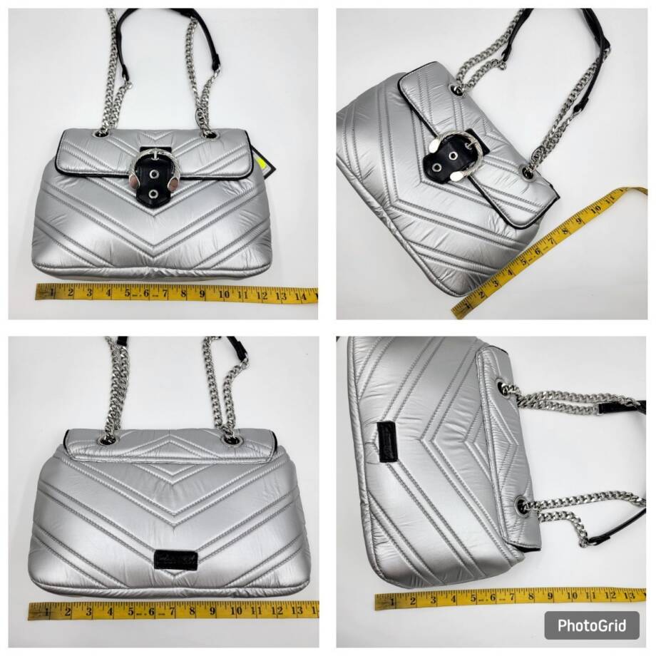 Circus by Sam Edelman Carmen Nylon Shoulder Bag Women's Silver Magsnap Closure