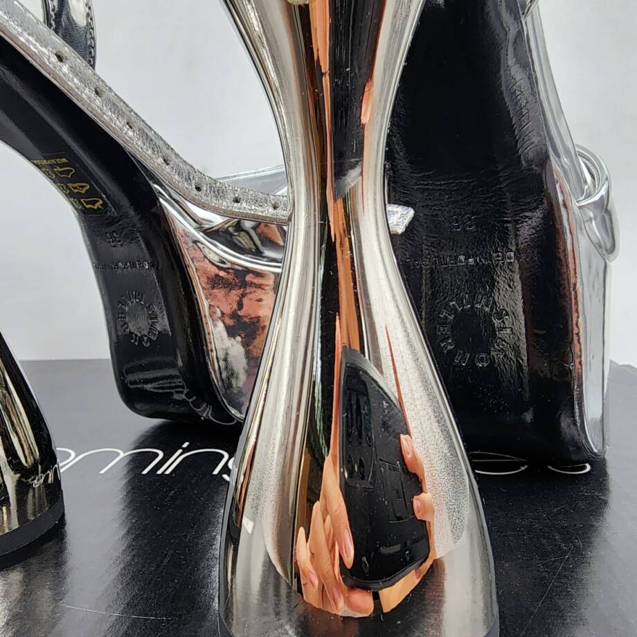 SIMON MILLER Curvy Platform High Heel Sandals Women's 36/6US Silver Ankle Strap