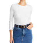 Majestic Filatures Crew Neck Long Sleeve Tee Women's 3 White Solid Pullover