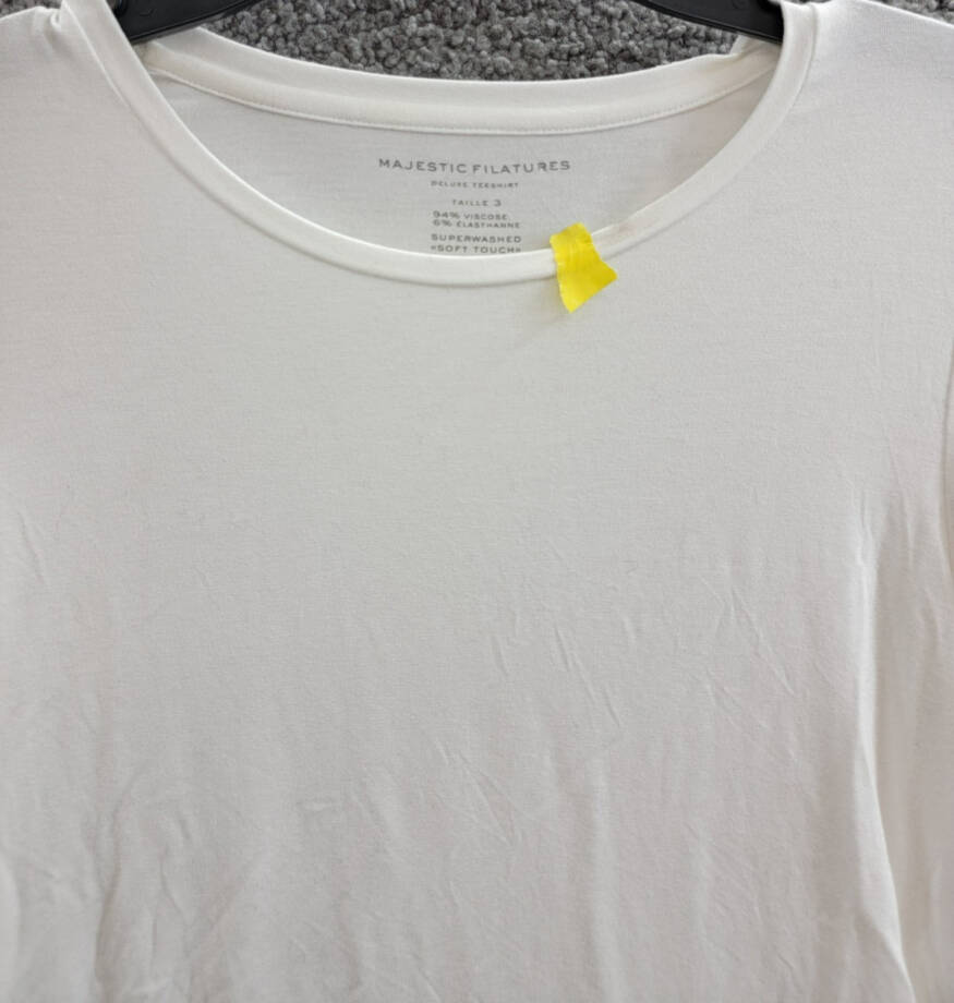 Majestic Filatures Crew Neck Long Sleeve Tee Women's 3 White Solid Pullover