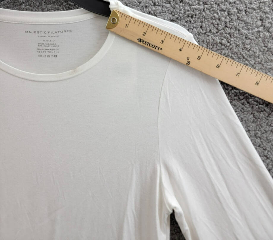 Majestic Filatures Crew Neck Long Sleeve Tee Women's 3 White Solid Pullover