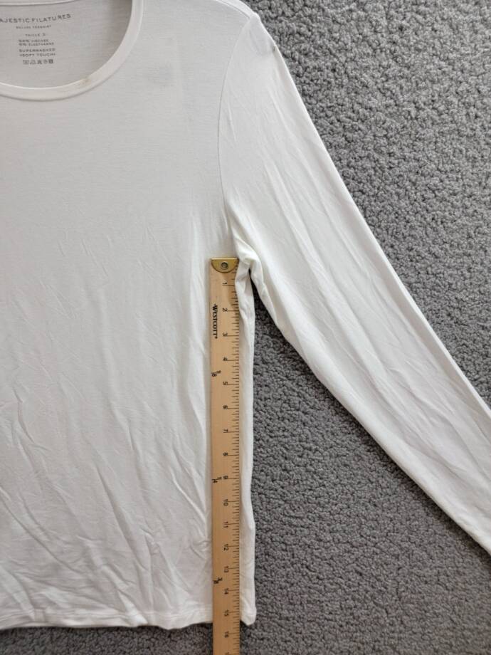 Majestic Filatures Crew Neck Long Sleeve Tee Women's 3 White Solid Pullover