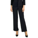 Le Suit Petite Straight Leg Crepe Mid Rise Pants Women's 4P Black Zip Hook & Bar