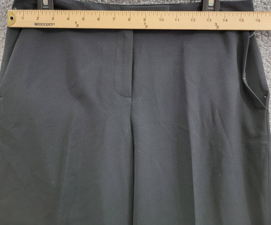 Le Suit Petite Straight Leg Crepe Mid Rise Pants Women's 4P Black Zip Hook & Bar