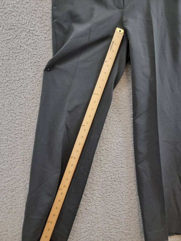 Le Suit Petite Straight Leg Crepe Mid Rise Pants Women's 4P Black Zip Hook & Bar