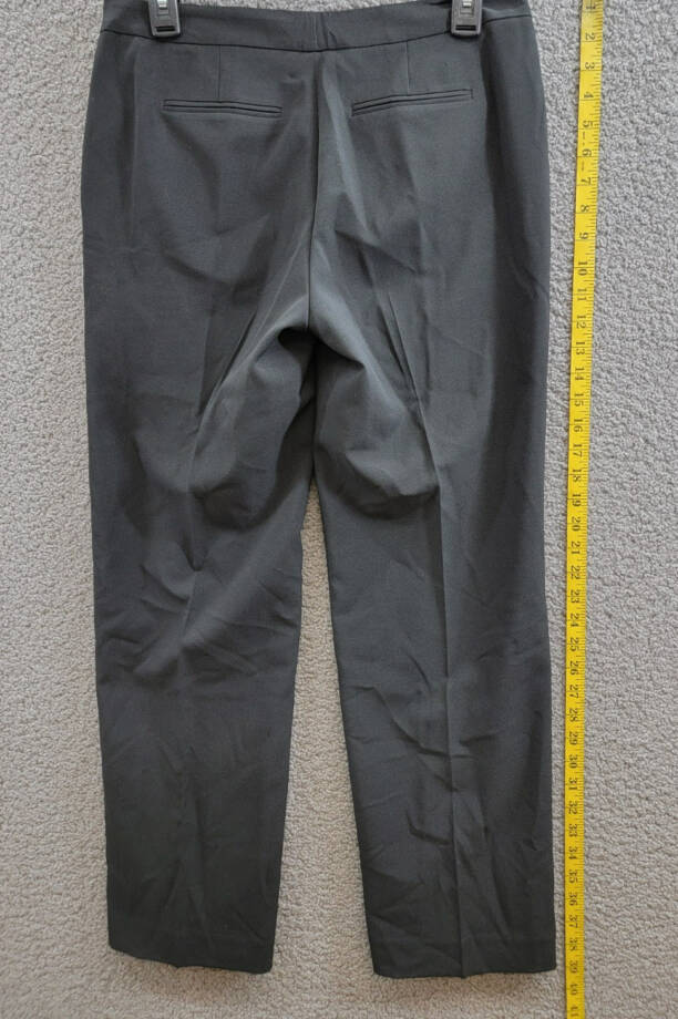 Le Suit Petite Straight Leg Crepe Mid Rise Pants Women's 4P Black Zip Hook & Bar