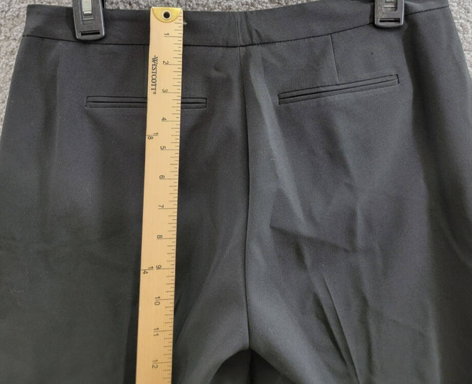 Le Suit Petite Straight Leg Crepe Mid Rise Pants Women's 4P Black Zip Hook & Bar