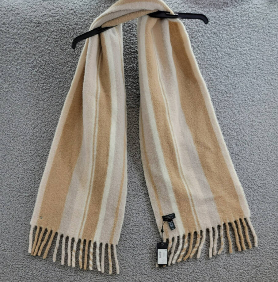 rag & bone Siobhan Scarf Women's One Size Camel Multi Wool Blend Fringe Hem