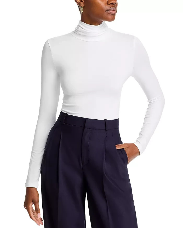 Majestic Filatures Soft Touch Long Sleeve Turtleneck Top Womens 3 Blanc Pullover