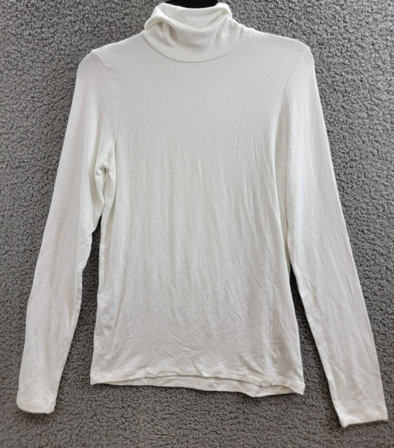 Majestic Filatures Soft Touch Long Sleeve Turtleneck Top Womens 3 Blanc Pullover